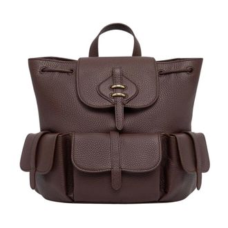 Coccinelle Tassen, Dames, Bruin, ONE Size, Leer, Middelgrote Rugzak van Gekorreld Leer