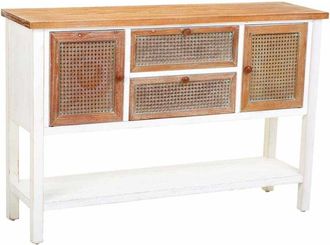 Wanderlust Deco Aparador De Madera Y Ratan Con 2 Cajones Y 2 Puertas 122x35,5x82h Cm