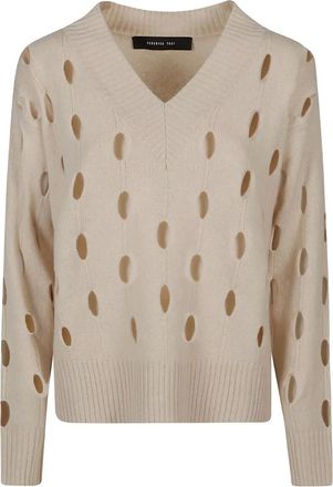 Federica Tosi V-neck cut-out wool sweater - Neutrals