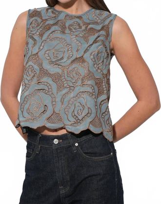 Adelyn Rae Winnie Lace Blouse In Vintage Aqua