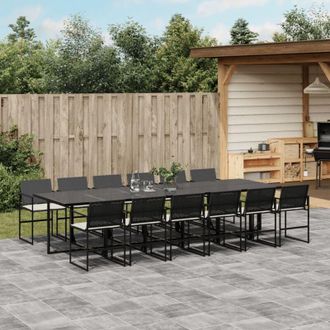 vidaXL Set Comedor De Jard&iacute;n Con Cojines 13 Pzas Rat&aacute;n Sint&eacute;tico Negro Vidaxl