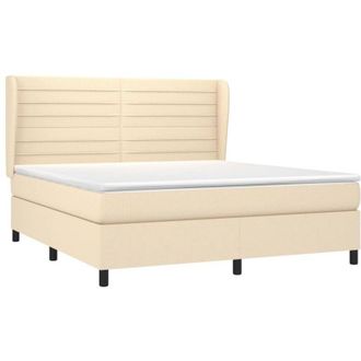 vidaXL Vidaxl - Cama Box Spring Con Colch&oacute;n Tela Color Crema 160x200 Cm