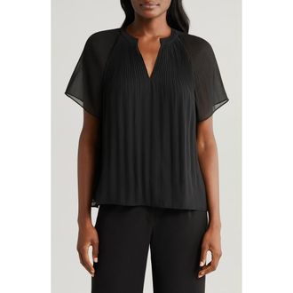 Halogen Release Pleat Blouse in Rich Black 060 at Nordstrom Rack, Size Small