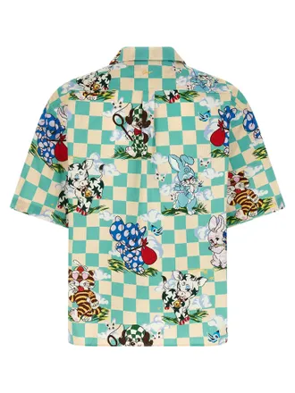 Kenzo Cartoon-Print Hawaiian Cotton Shirt - Teal