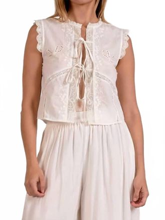 Elan Eyelet Sleeveless Top In White