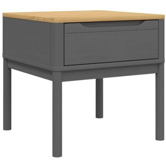 vidaXL Mesita Floro Madera Maciza Gris 55x55x54 Cm Vidaxl