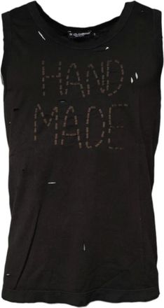 Dolce & Gabbana Tops, Dames, Zwart, L, Katoen, Mouwloze Tanktop