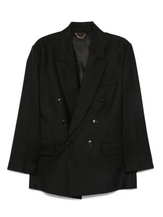Victoria Beckham double-breasted blazer - women - Elastane/Virgin Wool/Viscose/Polyester/Polyamide/Cotton - 12 - Black