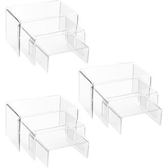 OEM Display Risers - Acrylic Display Stands - Transparent Stackable Props For Jewelry Cosmetics Collectibles - 9 Pieces Set With 3 Sizes