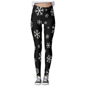 Generic Christmas Wine Glass Printed High Waisted Seamless Leggings for Women & Girls - Winter Sports Pants