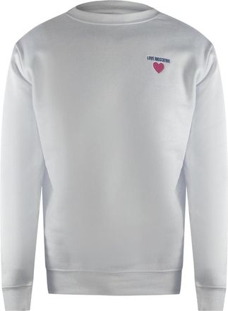 Moschino Mens Love Heart Logo White Sweatshirt Cotton - Size X-Large