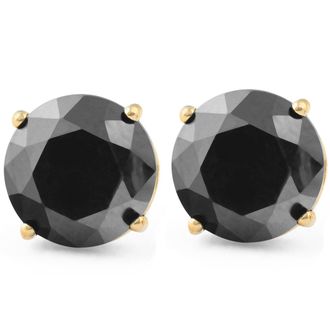 Pompeii3 2 1/2Ct Black Diamond Studs 14k Yellow Gold Earrings
