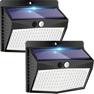 OEM Applique Murale Solaire - 138 Led - Capteur Pir 3-5 M - 3 Modes - Etanche Ip65 - Jardin Patio Cloture - 2 Unidades