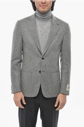 Corneliani CC COLLECTION Virgin Wool and Cashmere Side Vents Notch Lape size 50