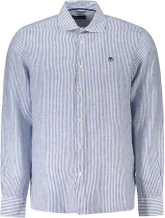 North Sails Mens Striped Linen Shirt - White - Size Medium
