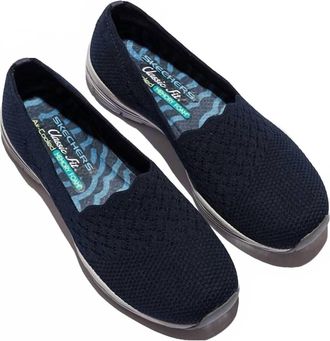 Skechers Womens Seager Stat Stretch Knit Loafer In Navy