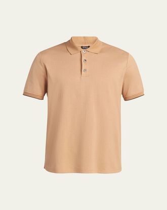 Kiton Mens Cotton Rib Classic Fit Polo Shirt