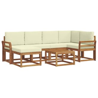 vidaXL Conjunto De Sof&aacute;s De Exterior Con Coj&iacute;n 7 Pcs Natural Y Crema Vidaxl