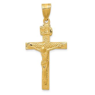 Diamond2Deal 10k Yellow Gold INRI Crucifix Pendant