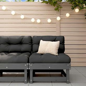 vidaXL Sof&aacute; Central Con Cojines Madera Maciza De Pino Gris Vidaxl
