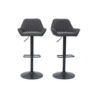 Miliboo Miliboo - Set De 2 Taburetes De Cocina Ajustables De Dise&ntilde;o De Tejido Gris Antracita Ronnie