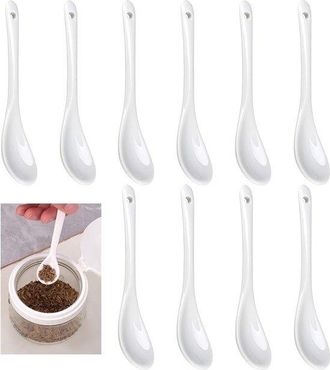 OEM Juego De 10 Cucharas De Cer&aacute;mica Blanca, El Postre Y El Caf&eacute;, Perfectas Para Restaurantes Y Cafeter&iacute;as, Cucharas De Porcelana De 12 &times; 2,8 Cm