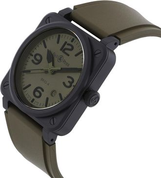 Bell & Ross Pre-owned Bell and Ross BR 03 Military Ceramic Automatic Khaki Dial Mens Watch BR03A-MIL-CE/SRB