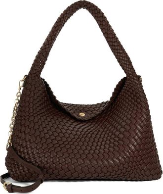 Dune London Deliberate L Woven Shoulder Bag in Dark Brown at Nordstrom