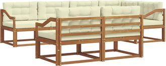 vidaXL Conjunto De Sof&aacute;s De Exterior 8 Uds. Natural Y Crema Vidaxl