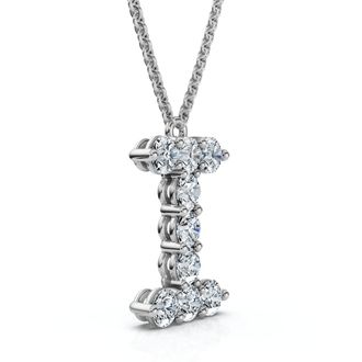 Pompeii3 1Ct Diamond Initial I Pendant 14k Gold 18 Necklace Lab Grown 5/8 Tall