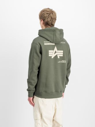 Alpha Industries Kapuzensweatshirt ALPHA INDUSTRIES Label Hoodie BP, Herren, Gr. XXL, gr&uuml;n (schwarz olive), angeraute Sweatware, Obermaterial: 80% Baumwolle, 20% Polye