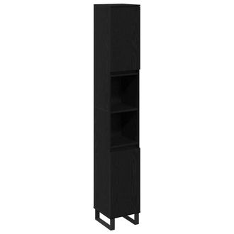 Berkfield Home Bathroom Cabinet Black Oak 30x30x190 cm Engineered Wood | Size: 30 x 30 x 190 cm