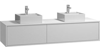 Vente-Unique Mueble de baño flotante blanco con doble lavabo - L150 cm - ISAURE II