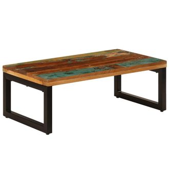 Berkfield Home Coffee Table 100x50x35 cm Solid Reclaimed Wood & Steel in Brown | Size: 100 x 50 x 35 cm