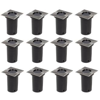 Berkfield Home Outdoor Ground Lights 12 pcs Square in Silver
