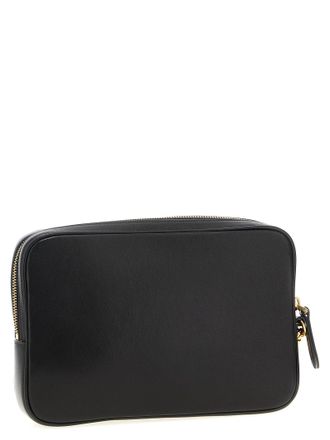 Valentino Garavani VLogo Colorblock Nappa Leather Clutch - Tan