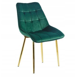 OEM Silla De Comedor De Terciopelo Verde Tapizada Con Patas Glamour Doradas