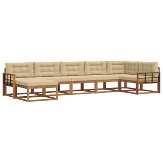 vidaXL Conjunto De Sof&aacute;s De Exterior Con Coj&iacute;n 7 Pcs Natural Y Beige Vidaxl