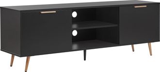 Beliani Beliani - Mueble De Tv Negro Patas De Metal Dorado Con Almacenamiento Indio