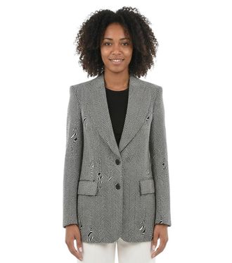 Stella McCartney Grey Chevron Notched Lapel Blazer