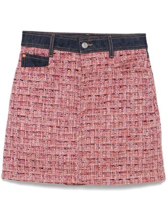 BOSS A-line denim-trim mini skirt - women - Acrylic/Cotton/Polyester/Viscose - 36 - Pink