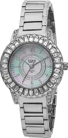 Bürgi Silver-Tone Brass Mother of Pearl Dial Diamond Ladies Watch BUR095SS
