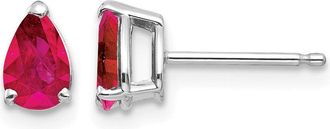 Diamond2Deal 14k White Gold Ruby Earrings
