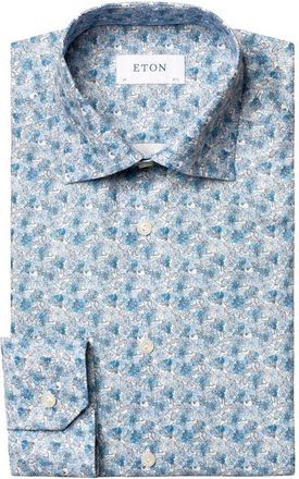 Eton Contemporary Fit Floral Dress Shirt in Blue at Nordstrom, Size 17.5R