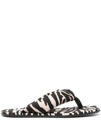 The Attico zebra-print square slides - Neutrals