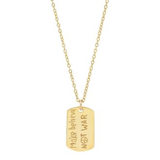 Jessica Elliot Womens Vermeil resolutions We Can All Keep Dogtags Max Necklace In Make Believe Not War
