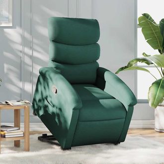 vidaXL Sill&oacute;n Reclinable Elevable Tela Verde Oscuro Vidaxl