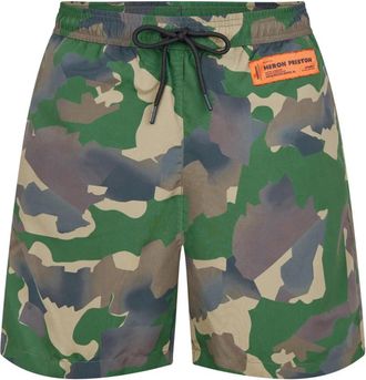 Heron Preston Camouflage Logo Patch Zwemshorts - Heren - Strandmode - Groen - S - Polyester - Badmode