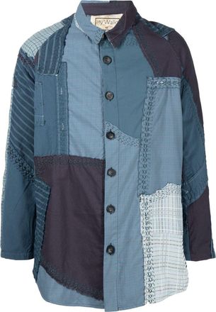 By Walid Miles panelled shirt jacket - men - Cotton - M - Blue