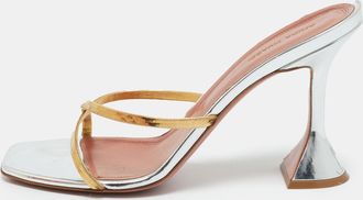 Amina Muaddi Gold/silver Metal Henson Slide Sandals